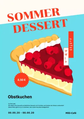 Einfache rote und hellblaue Sommerdesserts Neue Menüwerbung