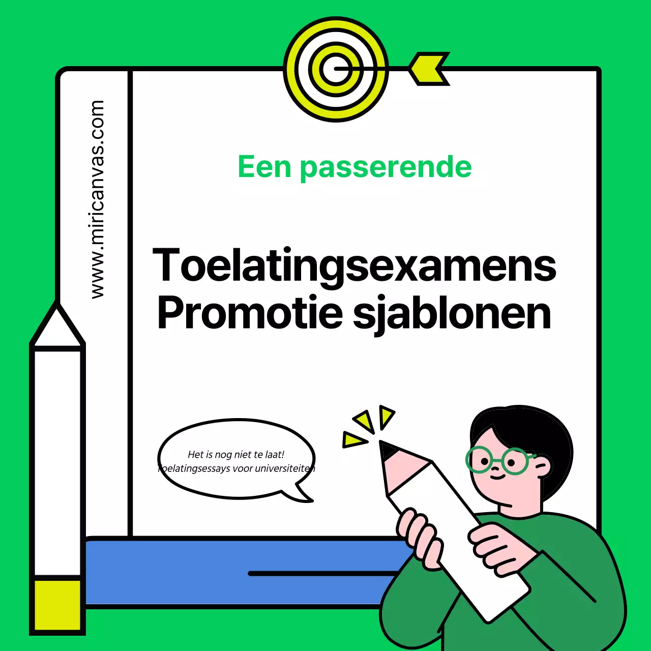 De groene en gele toelatingsessay schrijvende school promoten