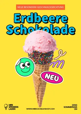 Gelbs kitschige Eiscreme-Post