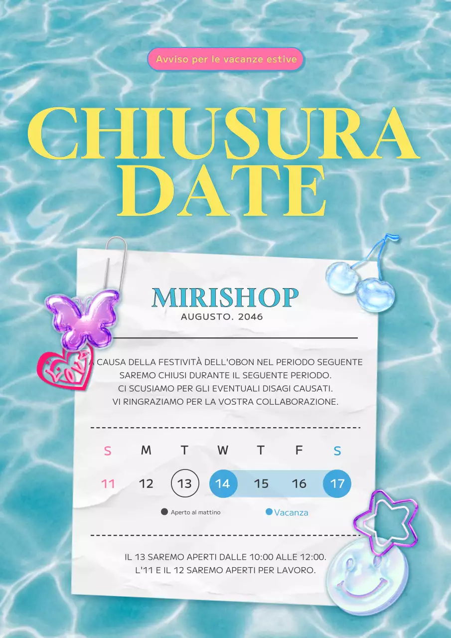 Un simpatico annuncio di vacanze estive di colore blu chiaro con un concetto simpatico