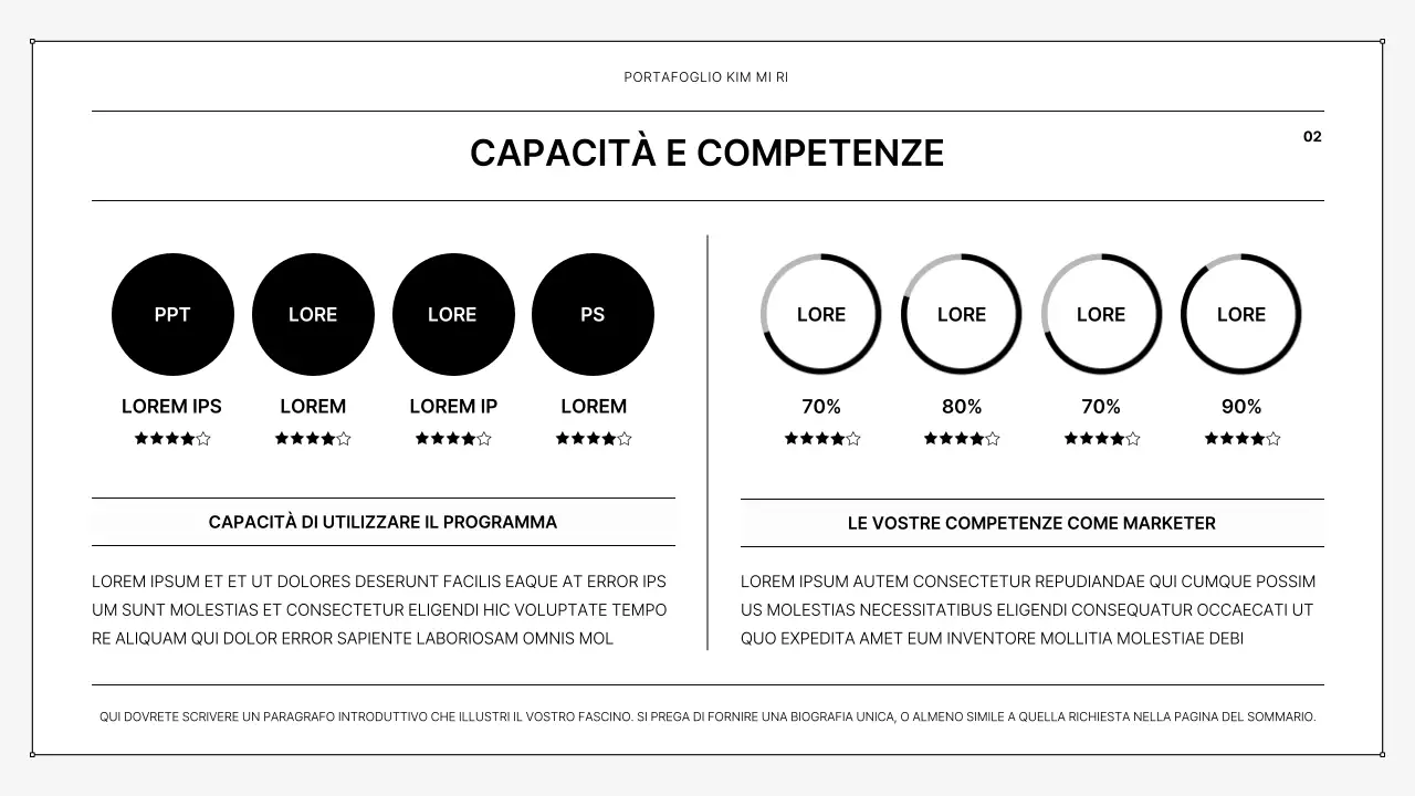 Un semplice portfolio stampabile in bianco e nero
