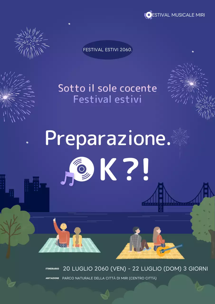 Promuovere un fantastico festival estivo in blu e viola