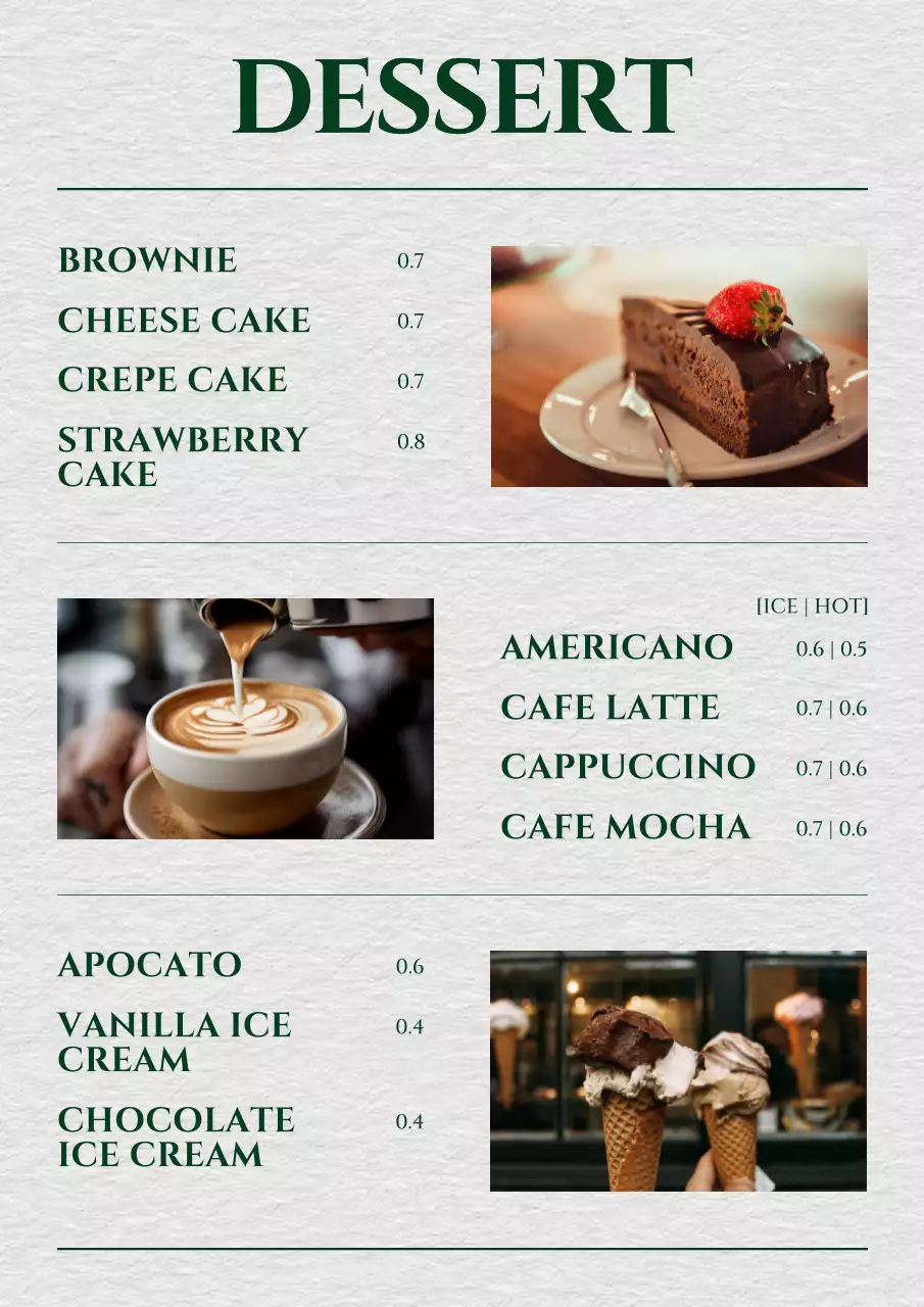Green Classic Restaurant Menu Template Poster