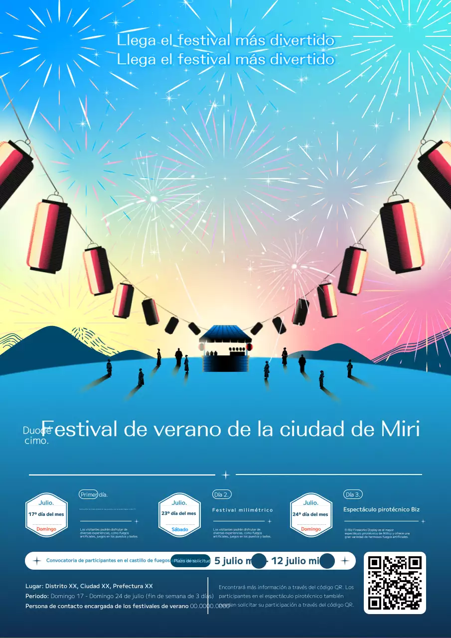 Promocione los festivales de verano con un colorido concepto de festival en azul