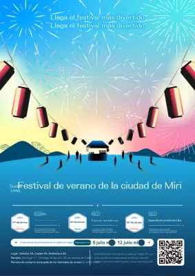 Promocione los festivales de verano con un colorido concepto de festival en azul