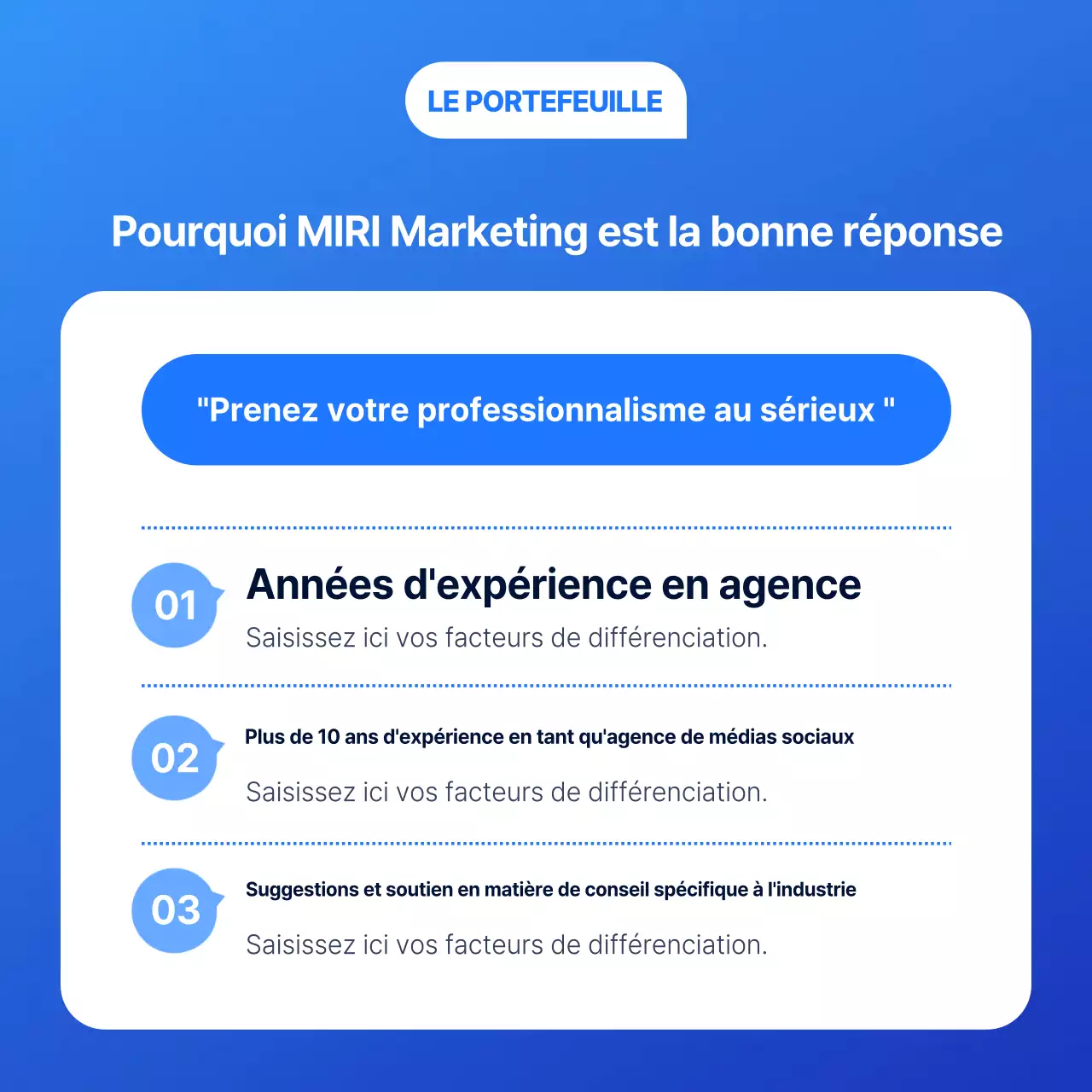 Annonce marketing simple d'une agence de médias sociaux en bleu