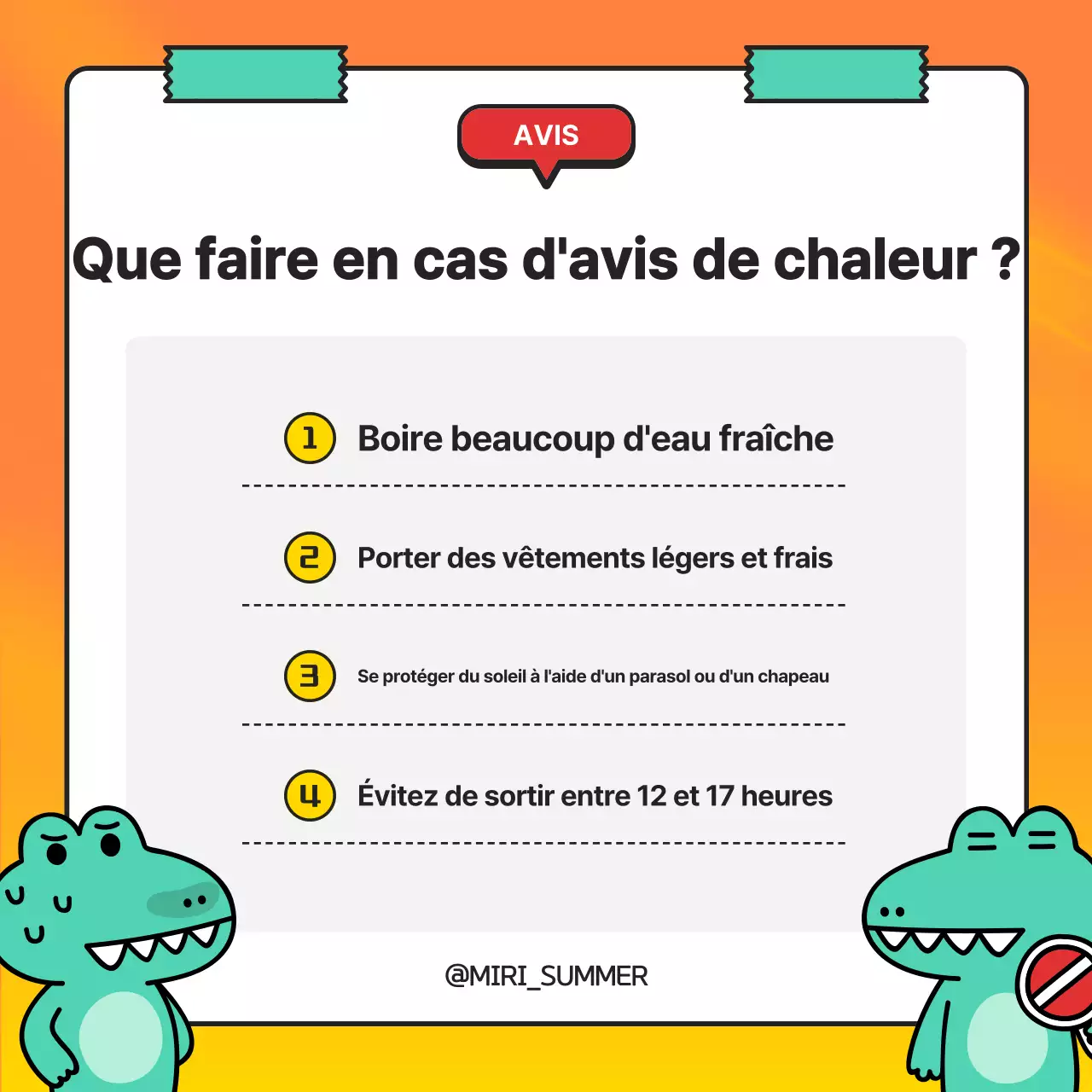 Une alerte à la canicule jaune et blanche kitsch