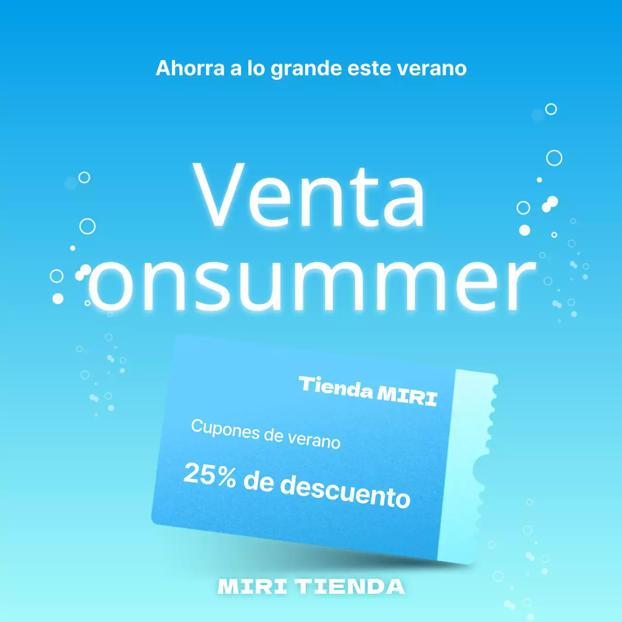 Promueva una moderna venta de verano en azul claro y chartreuse