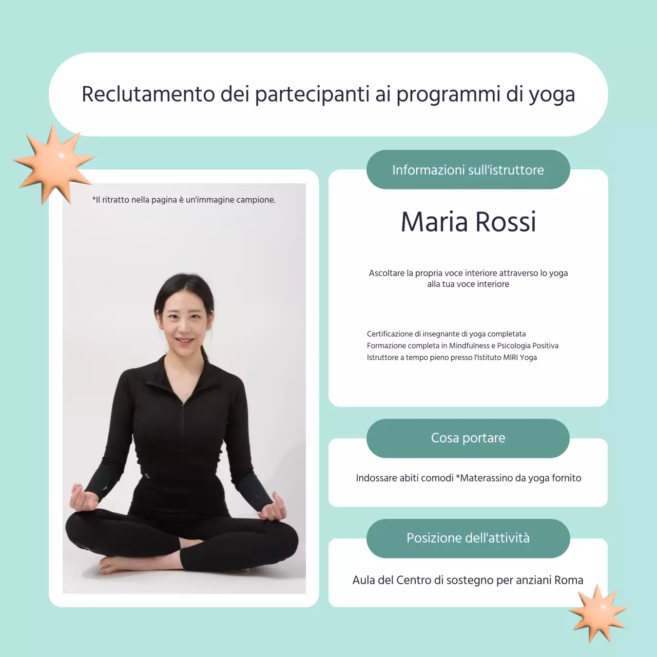 Presentazione del programma di centri di assistenza monopersonale di tendenza in giallo e azzurro