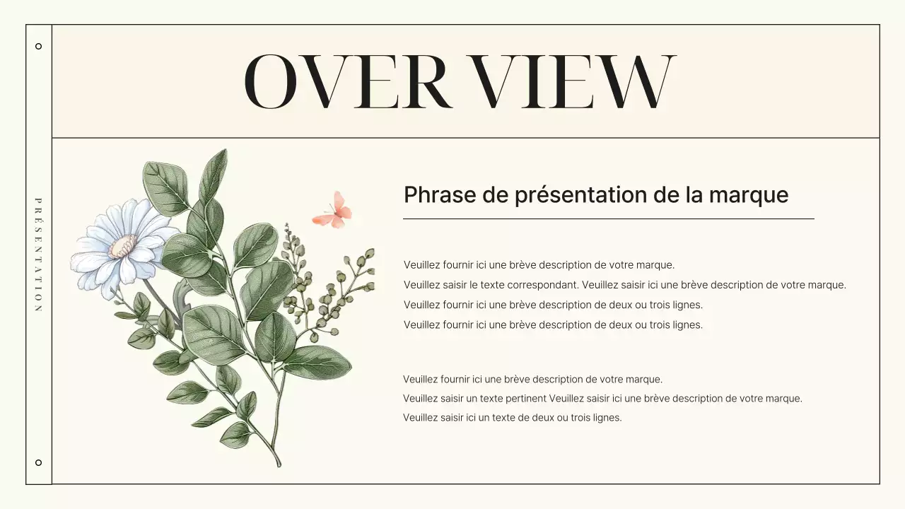 Présentation de la marque Botanic Flowers, luxueuse et de couleur ivoire