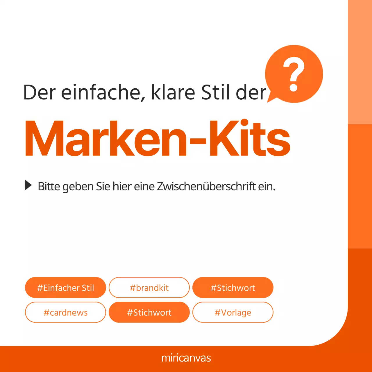 Werbung für eine einfache Marke in Weiß und Orange