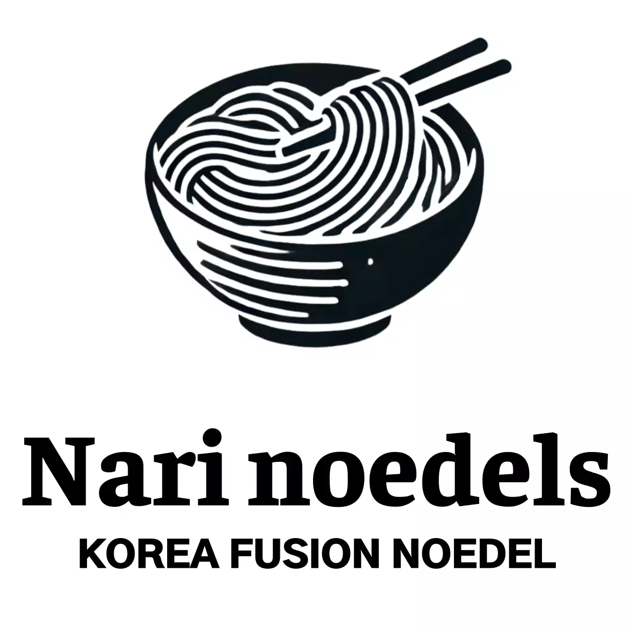 Noodles Koreaans restaurantlogo met illustratie