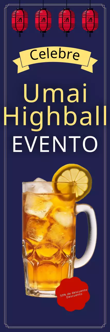Izakaya highball menu board banner con fondo de madera
