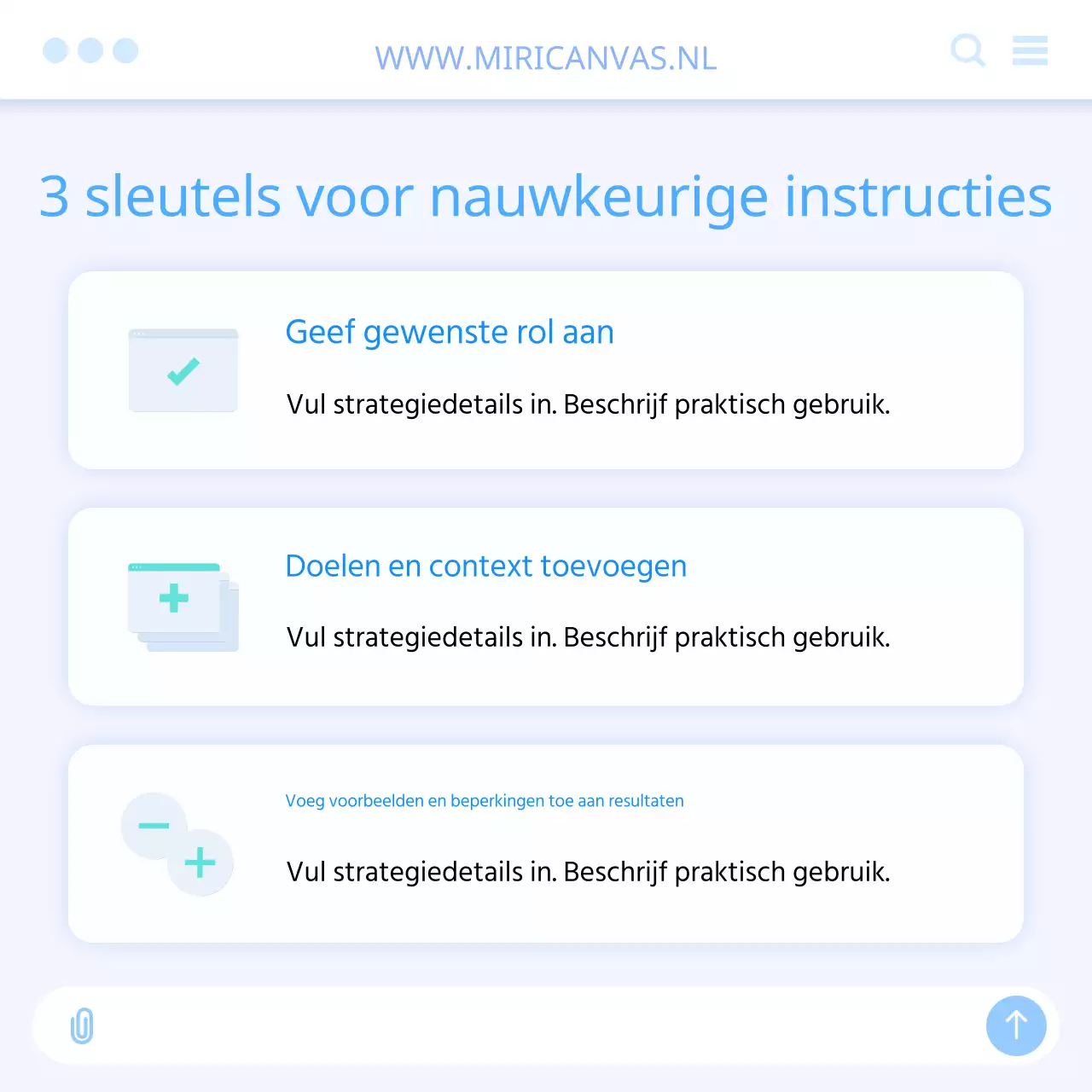 Gids voor het schrijven van AI-prompts met een witte en lichtblauwe UI-feeling