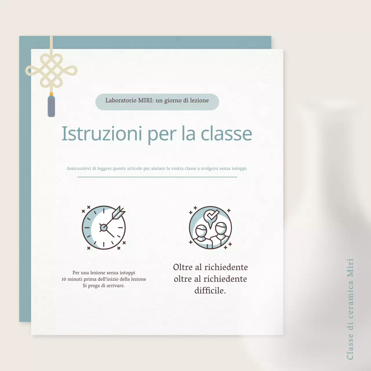 Annuncio di laboratorio di ceramica orientale beige e menta