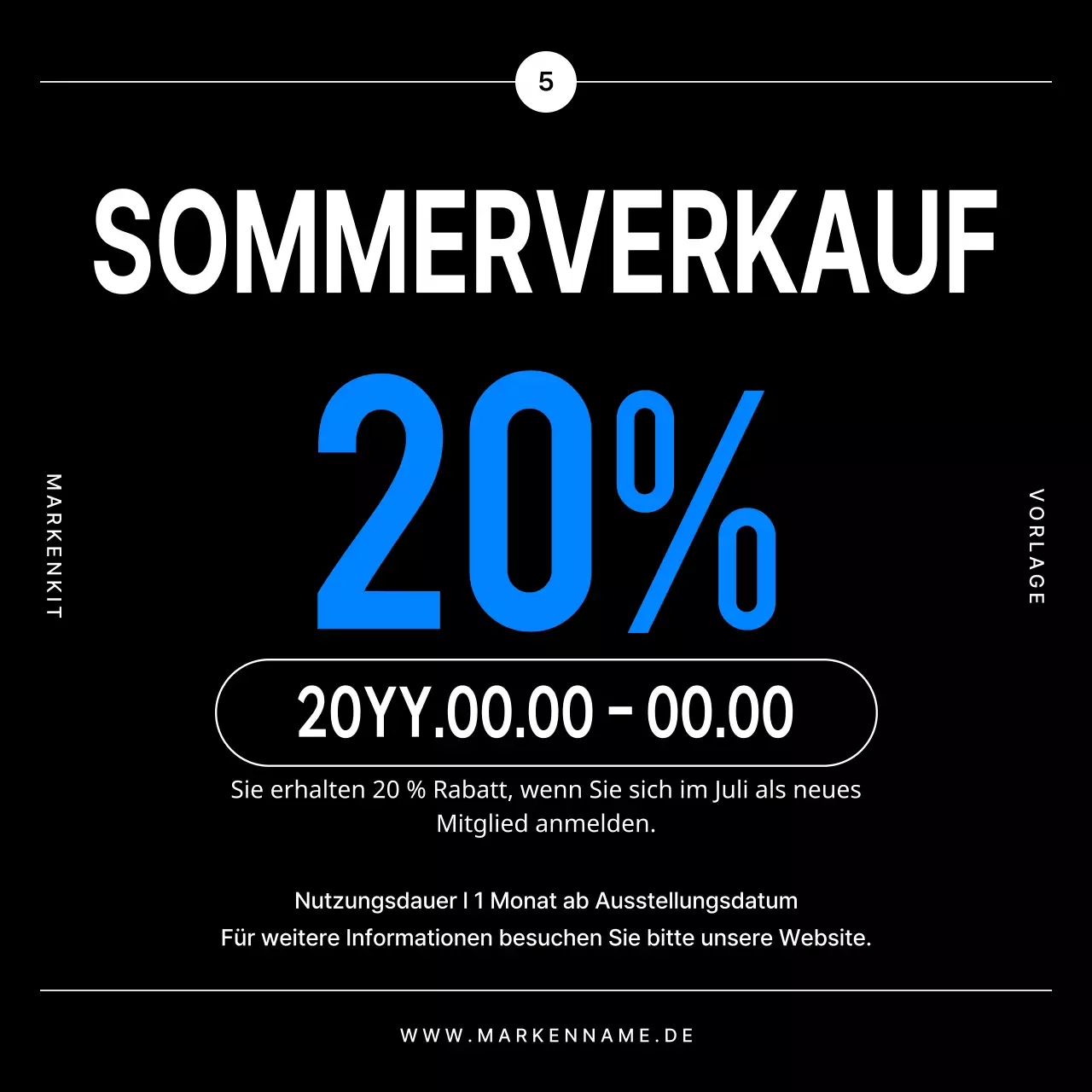 Werbung für eine moderne Marke in Schwarz und Blau