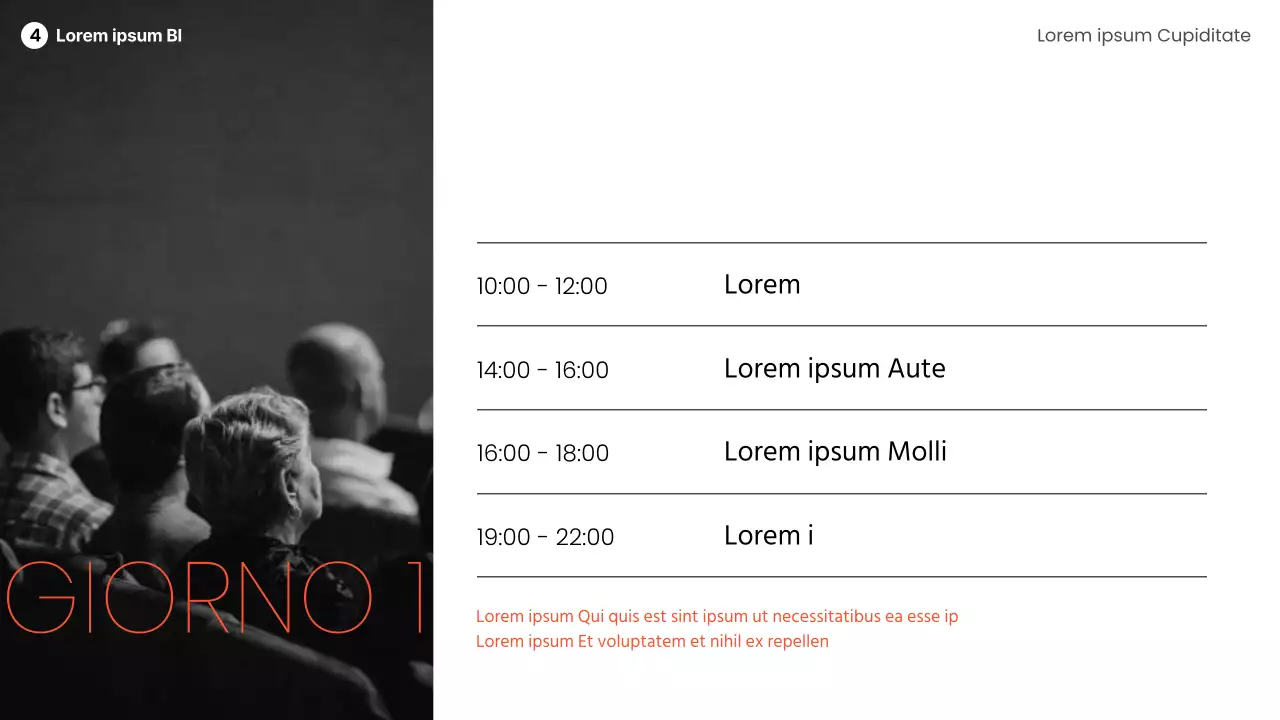 Moderno talk deck per altoparlanti in arancione e in bianco e nero