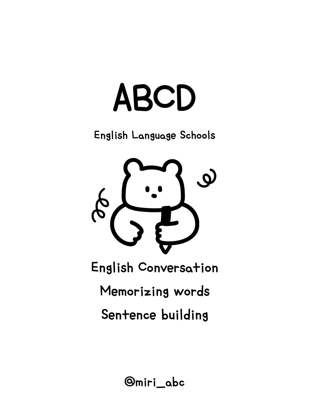 Escola de inglês com ilustrações de ursinhos de peluche