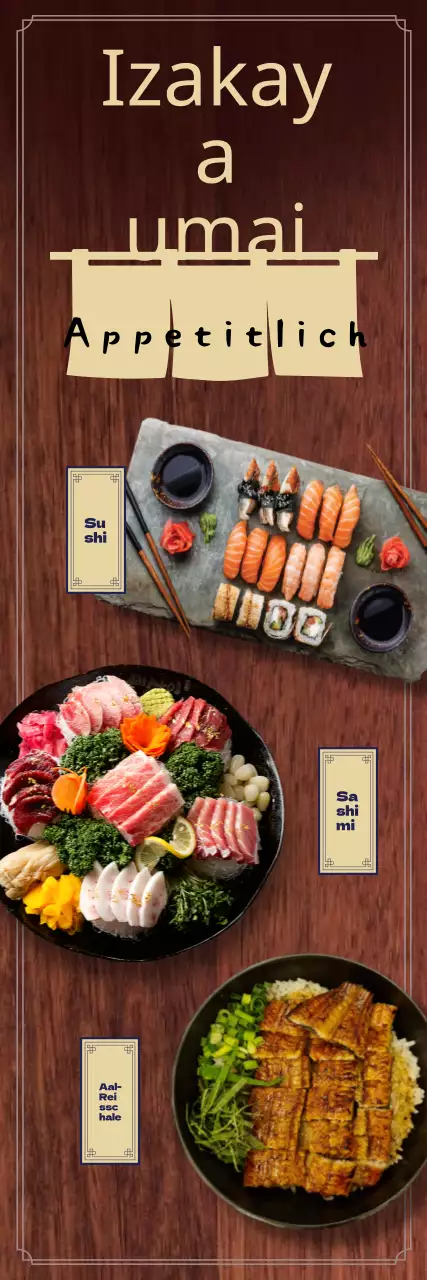 Izakaya highball menu board banner mit holz hintergrund