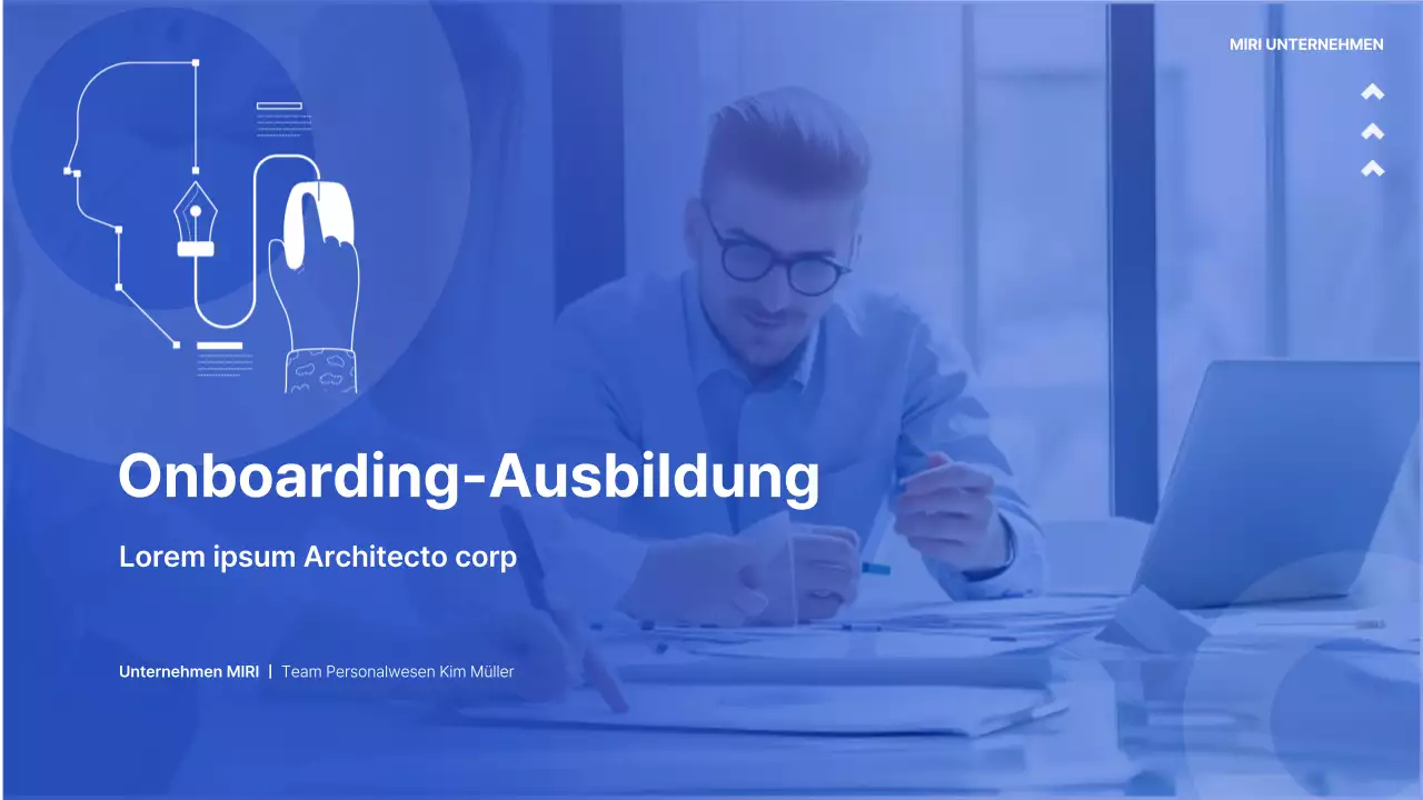 Einfaches Onboarding-Training in Blau