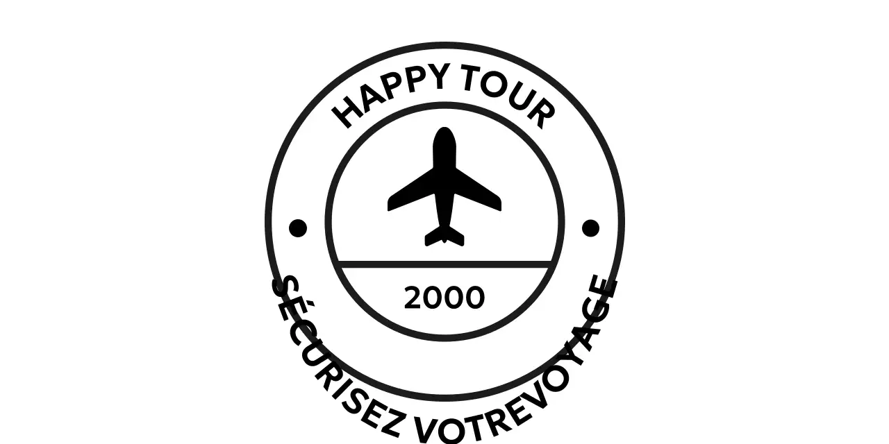 Logo promotionnel de voyage simple sous forme de timbre