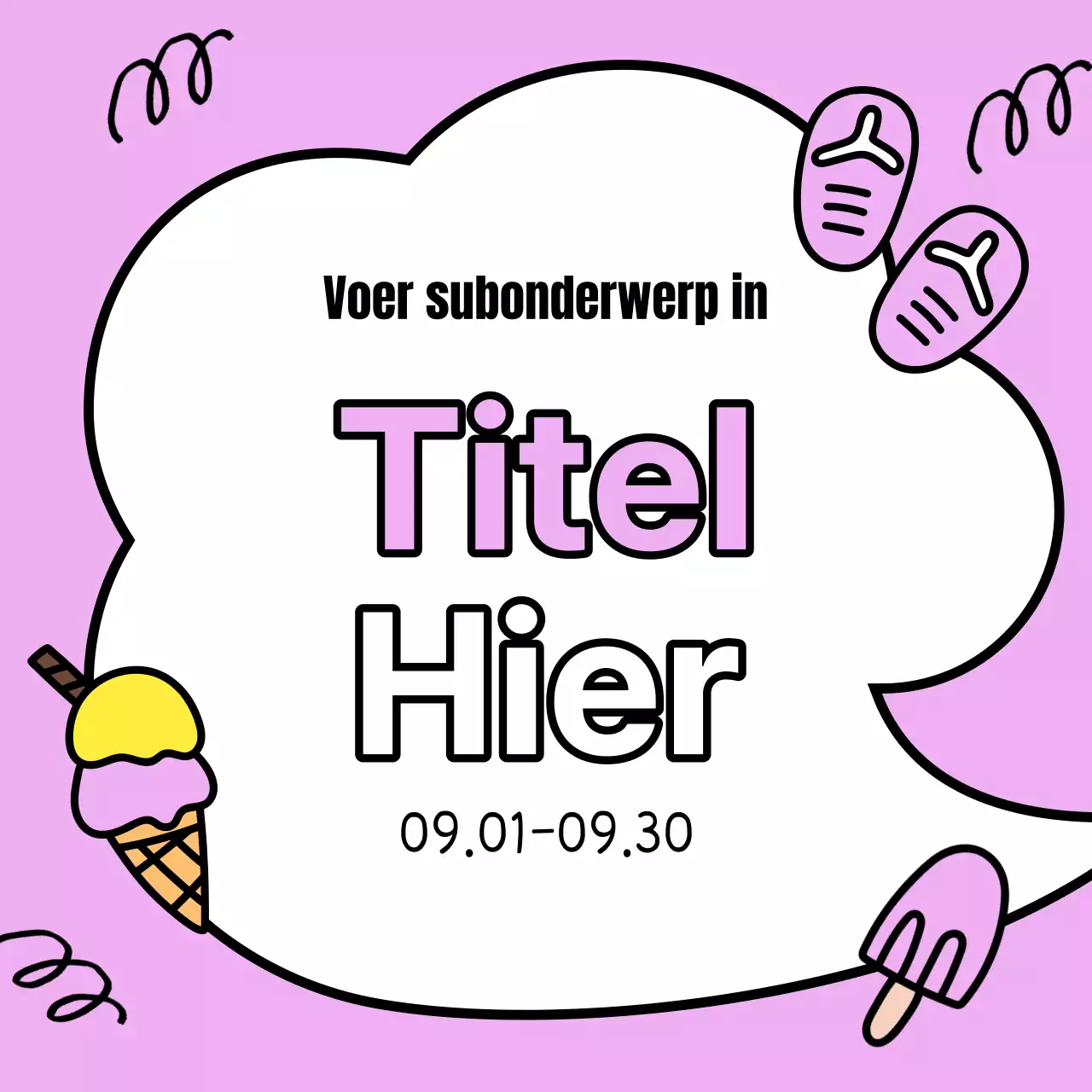 Een mooie zomerse evenementadvertentie in geel en lichtblauw