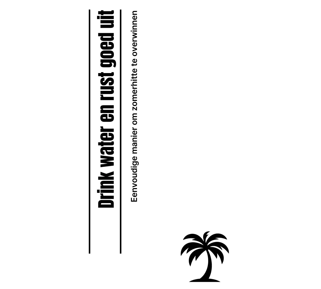 Promoot met strakke typografie en palmbomen