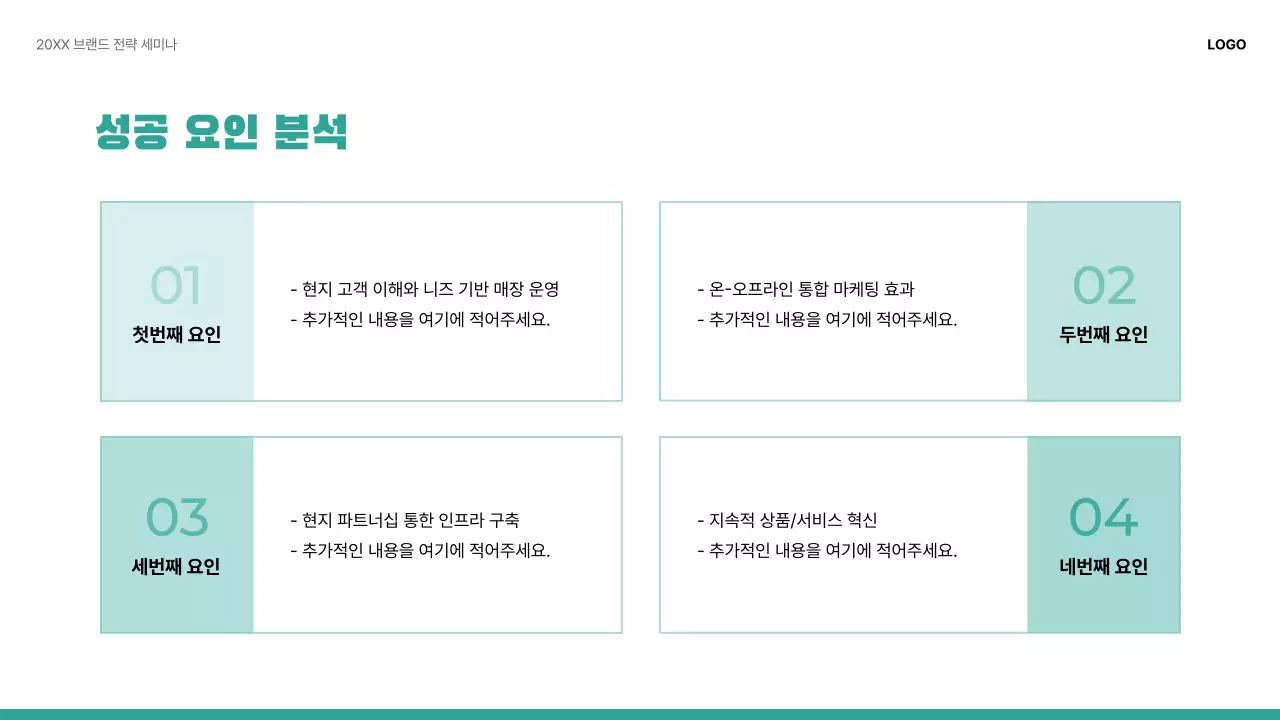 초록색과 흰색의 모던한 브랜드 사례 공유 발표자료