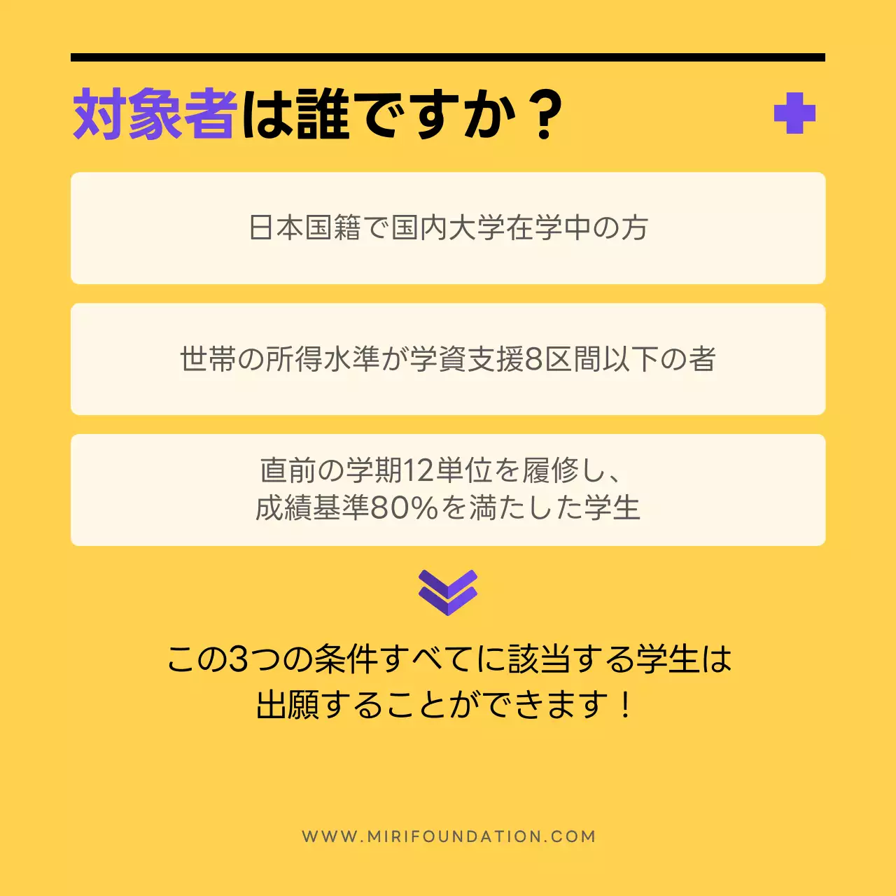 黄色 ポップ 奨学金 お知らせ Instagram カルーセル