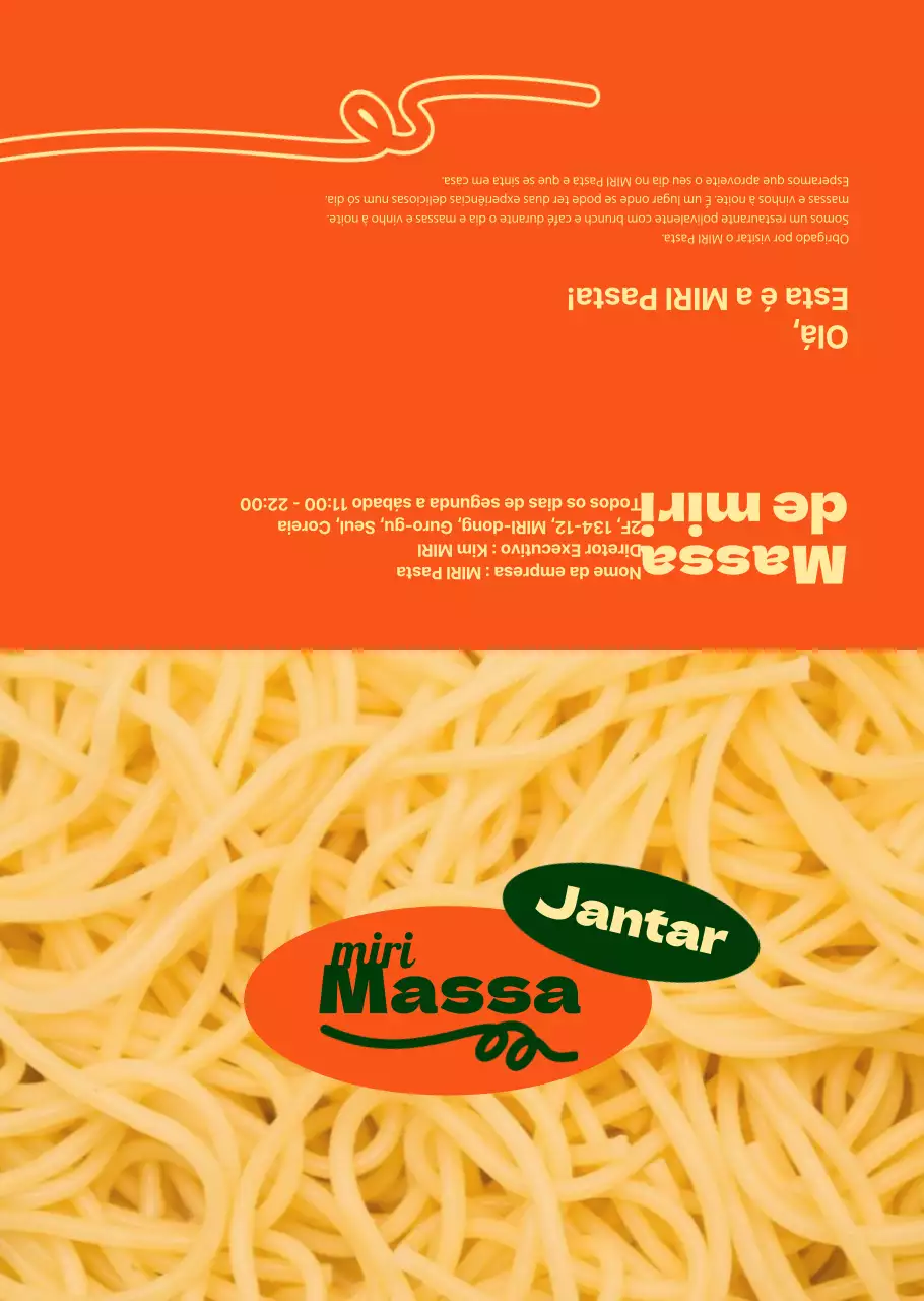 Sobre o menu de massas chique em laranja e marfim