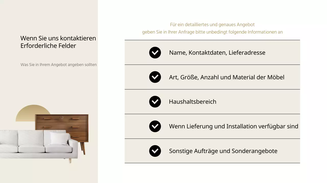 Schwarze und beigefarbene moderne Möbel - Kostenvoranschlag für Bauunternehmer