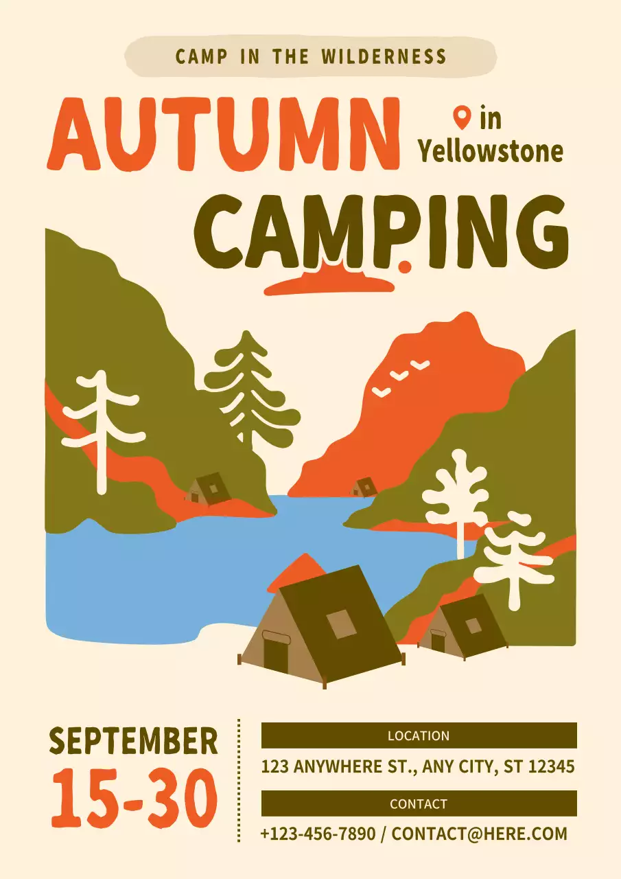Orange Rustic Camping Event Poster