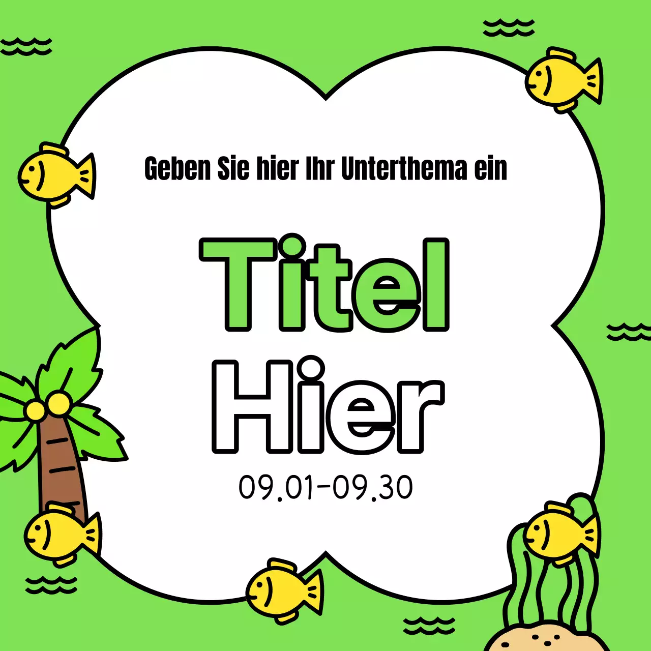 Eine hübsche Sommer-Event-Anzeige in Gelb und Hellblau