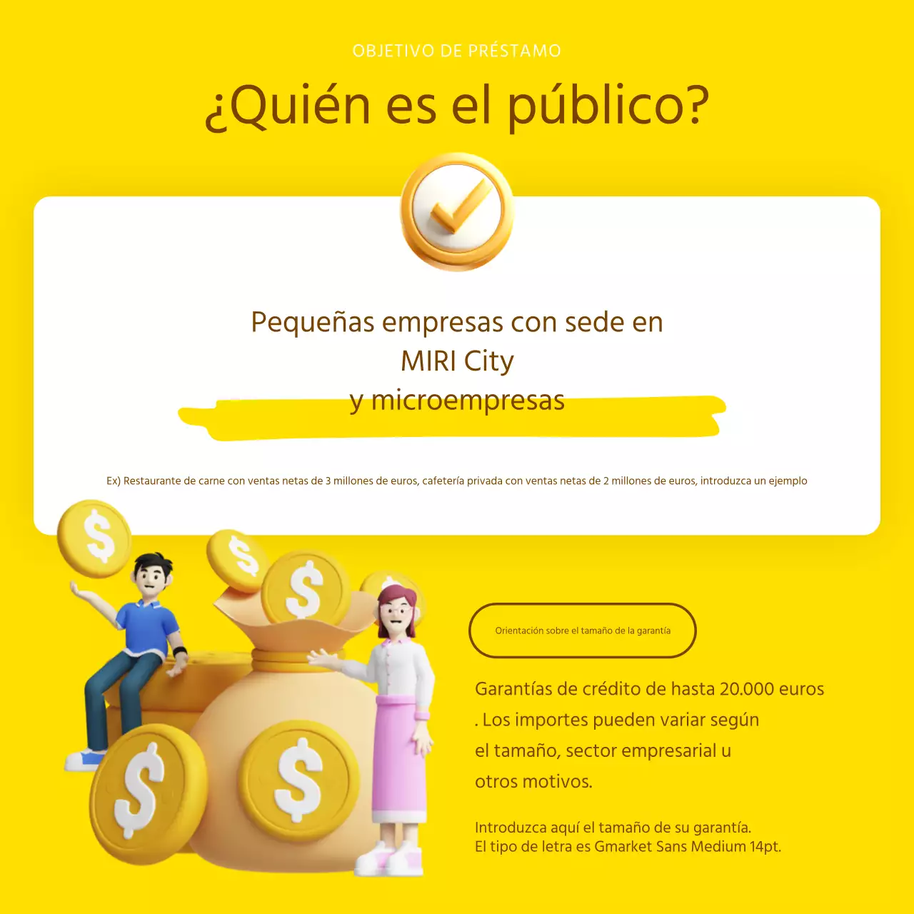 Información sobre préstamos a bajo interés resaltada en amarillo y marrón