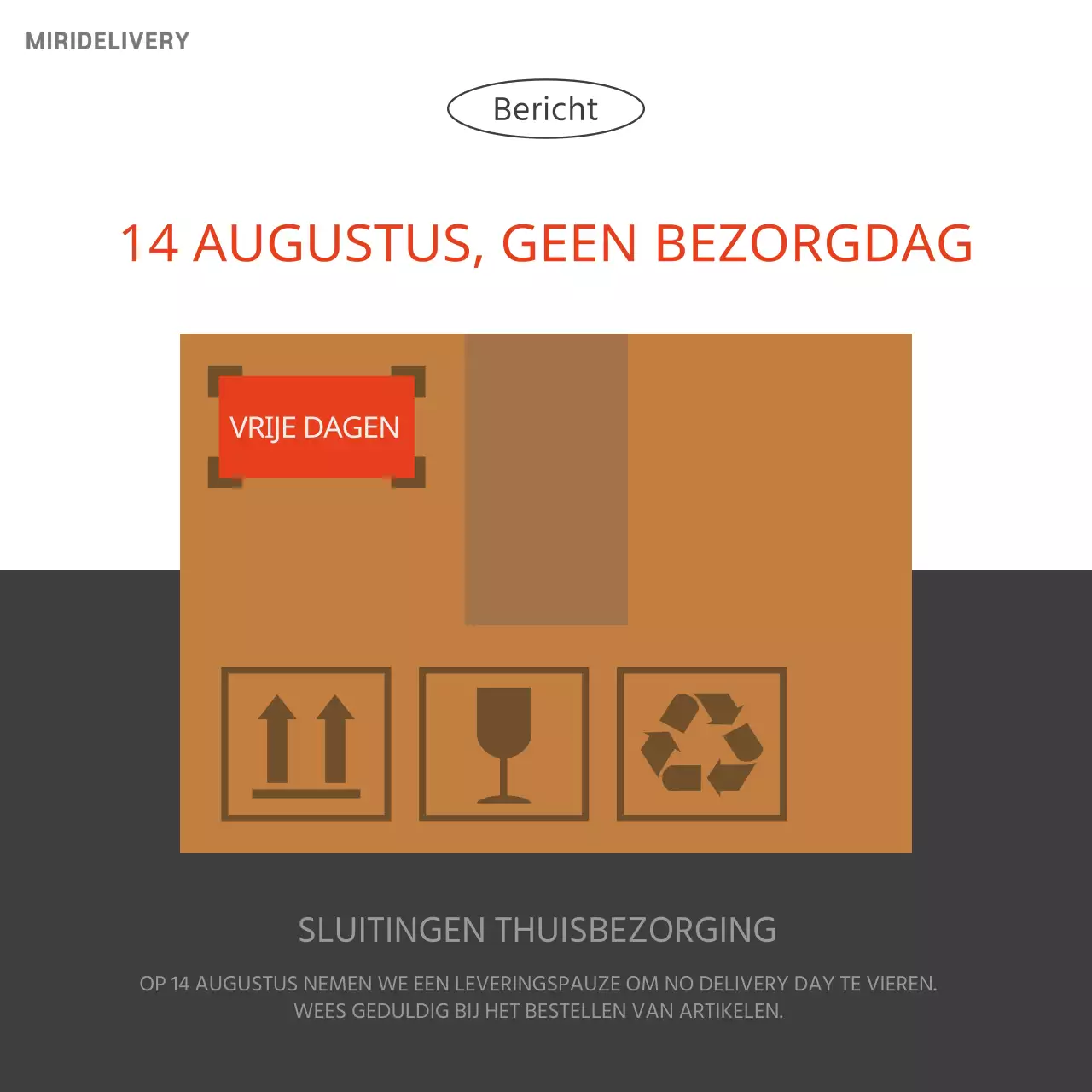 Een eenvoudige roodbruine aankondiging van een koeriersdag