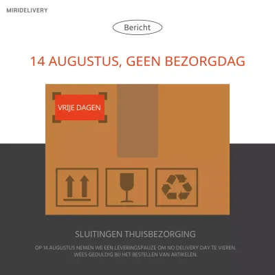 Een eenvoudige roodbruine aankondiging van een koeriersdag