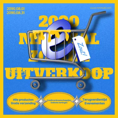 Advertentie zomeruitverkoop met blauwe en gele accenten