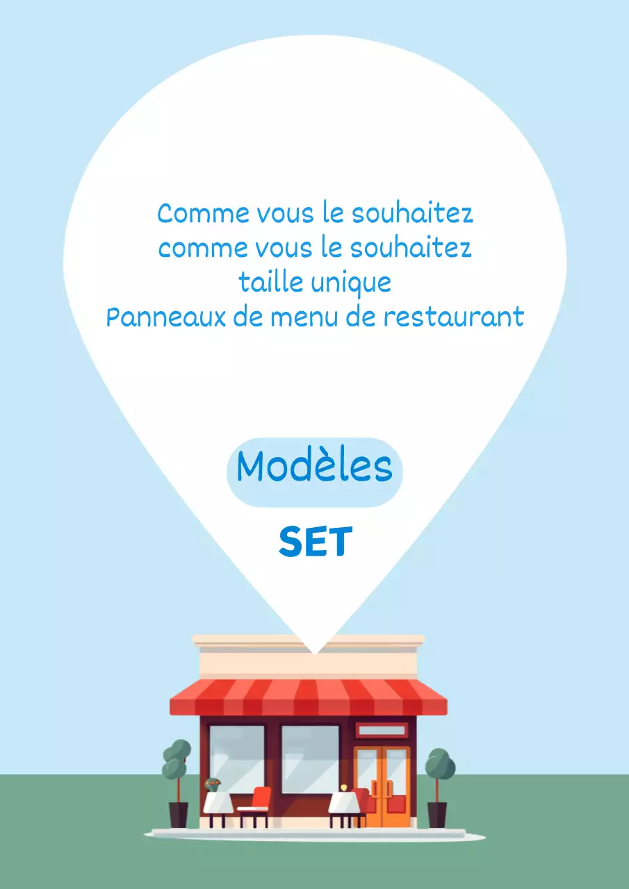 Une collection de tableaux de menus de restaurants branchés en bleu clair