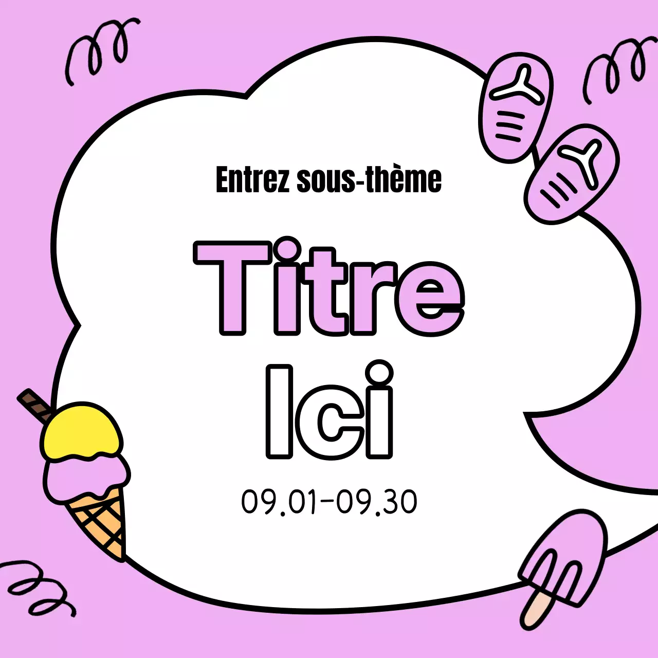 Une jolie publicité pour un événement estival en jaune et bleu clair