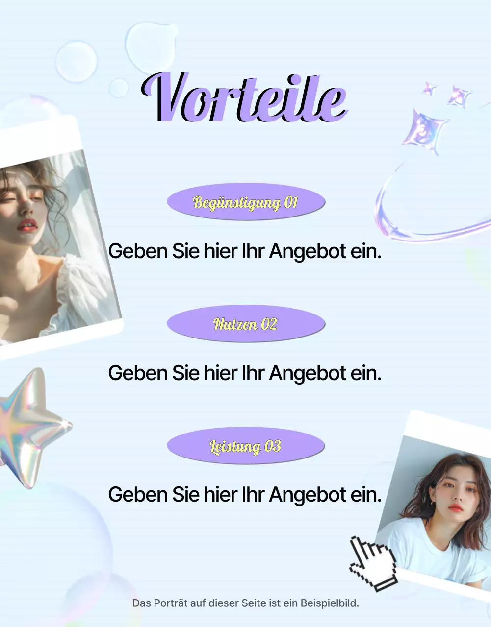 Kitschige Y2K-Modeanzeige in Hellblau