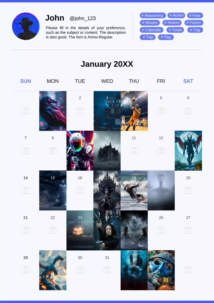 Blue Modern Calendar Planner Poster