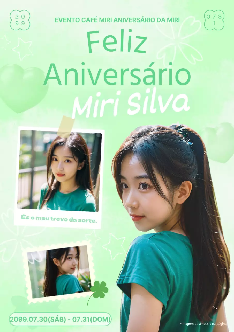Promover um café de aniversário ídolo da moda em verde e amarelo