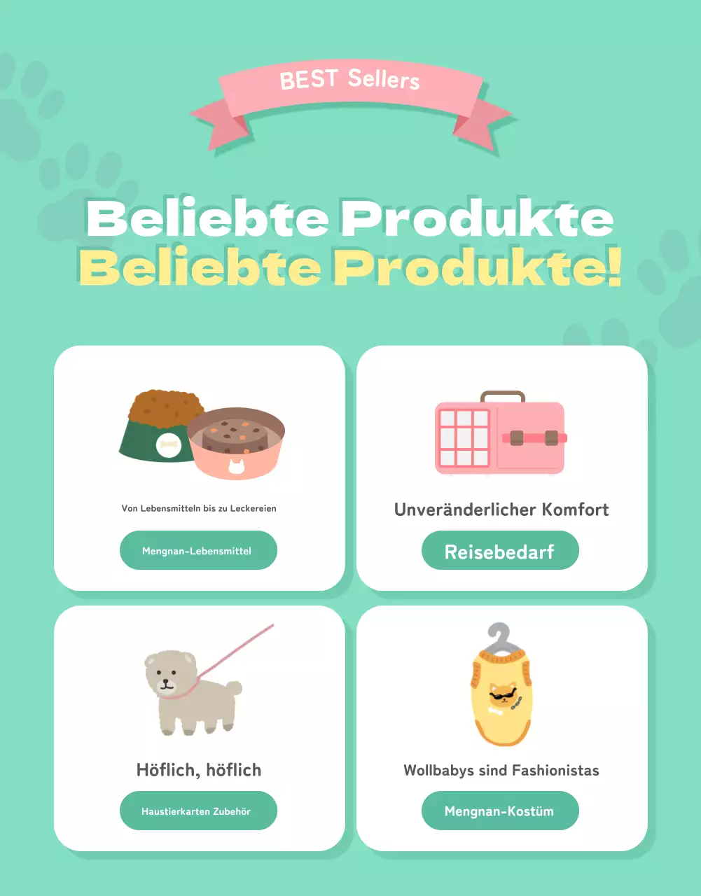 Eine Sammlung von niedlichen Haustierartikeln in Rosa