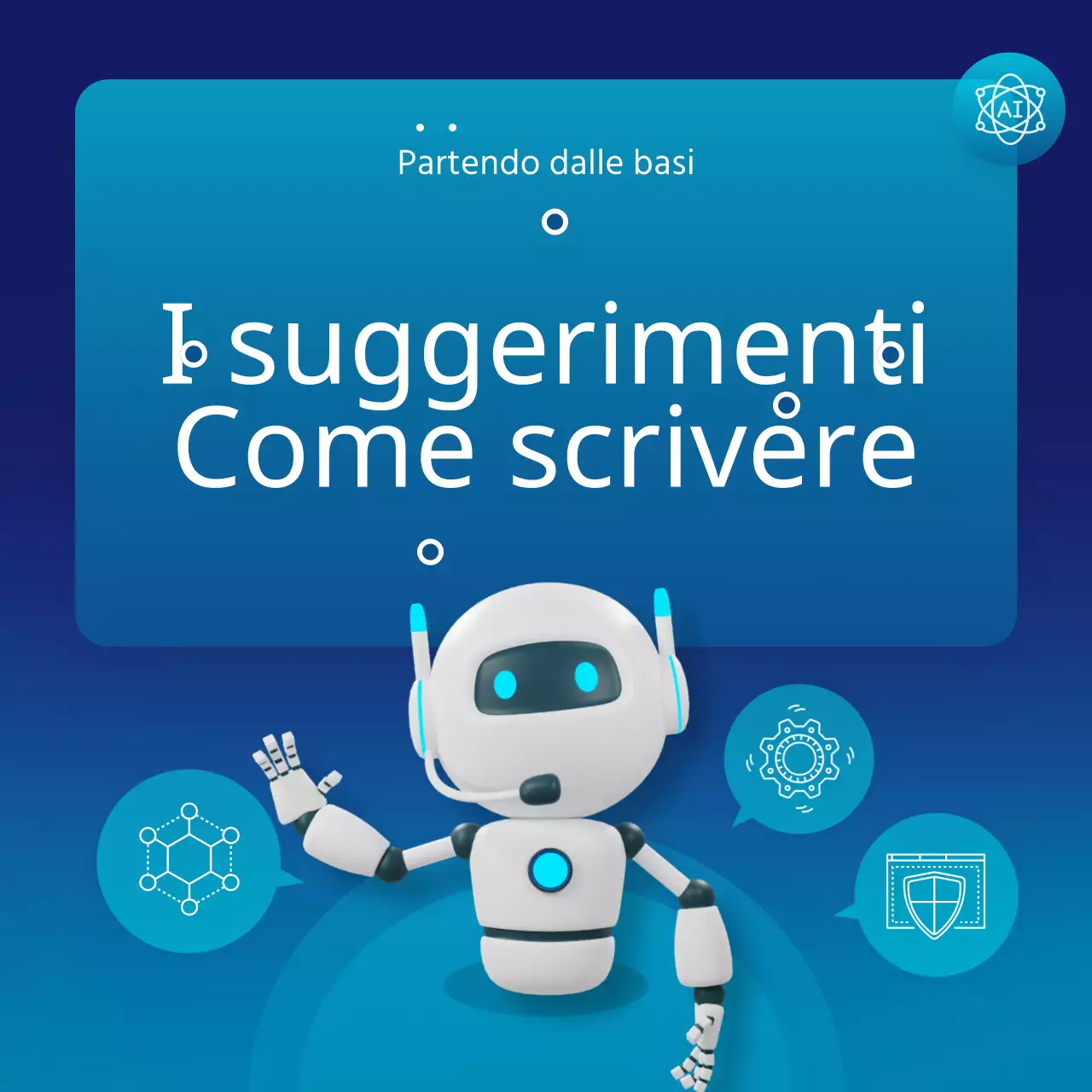 Promuovete i prompt dell'intelligenza artificiale blu e al neon, dal sapore cibernetico.