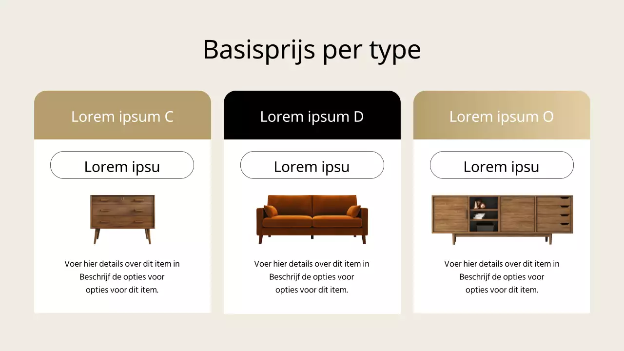 Zwart en beige modern meubilair aannemers offertegids