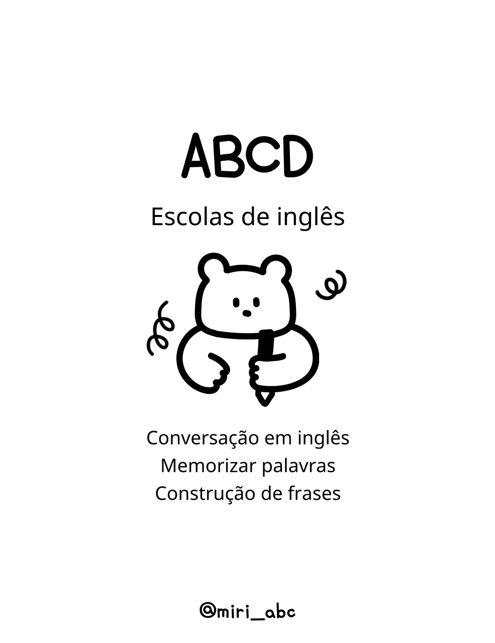 Escola de inglês com ilustrações de ursinhos de peluche