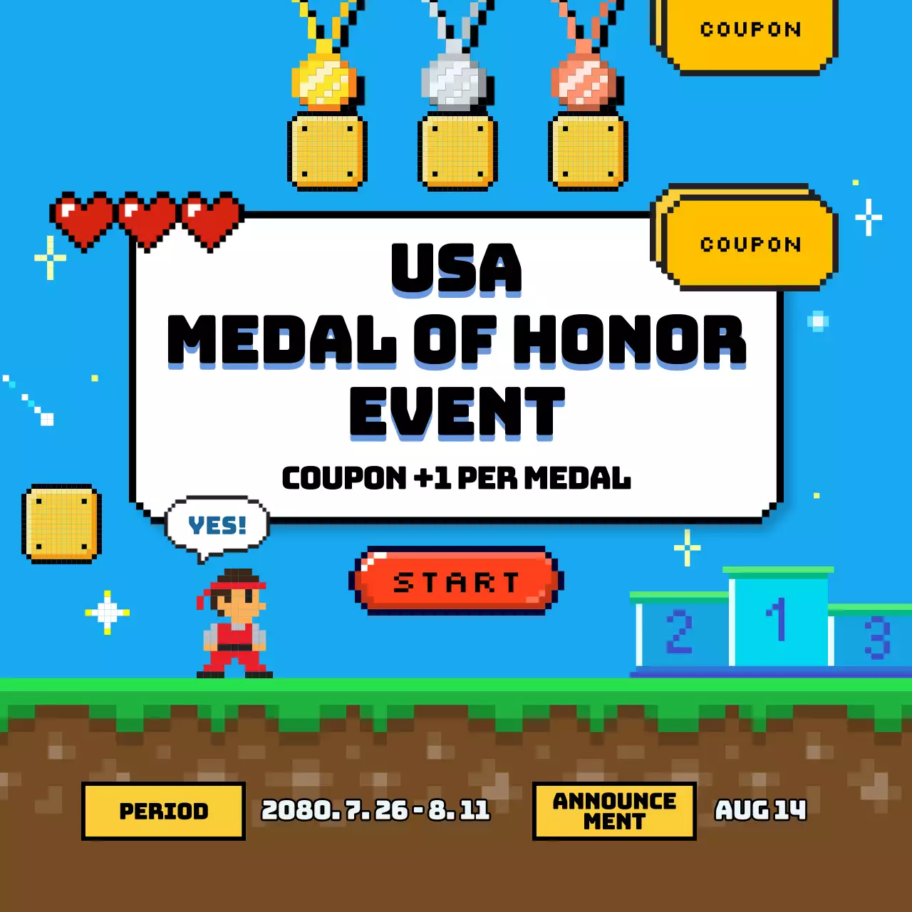 Blue Retro Event Announcement Social Media Post