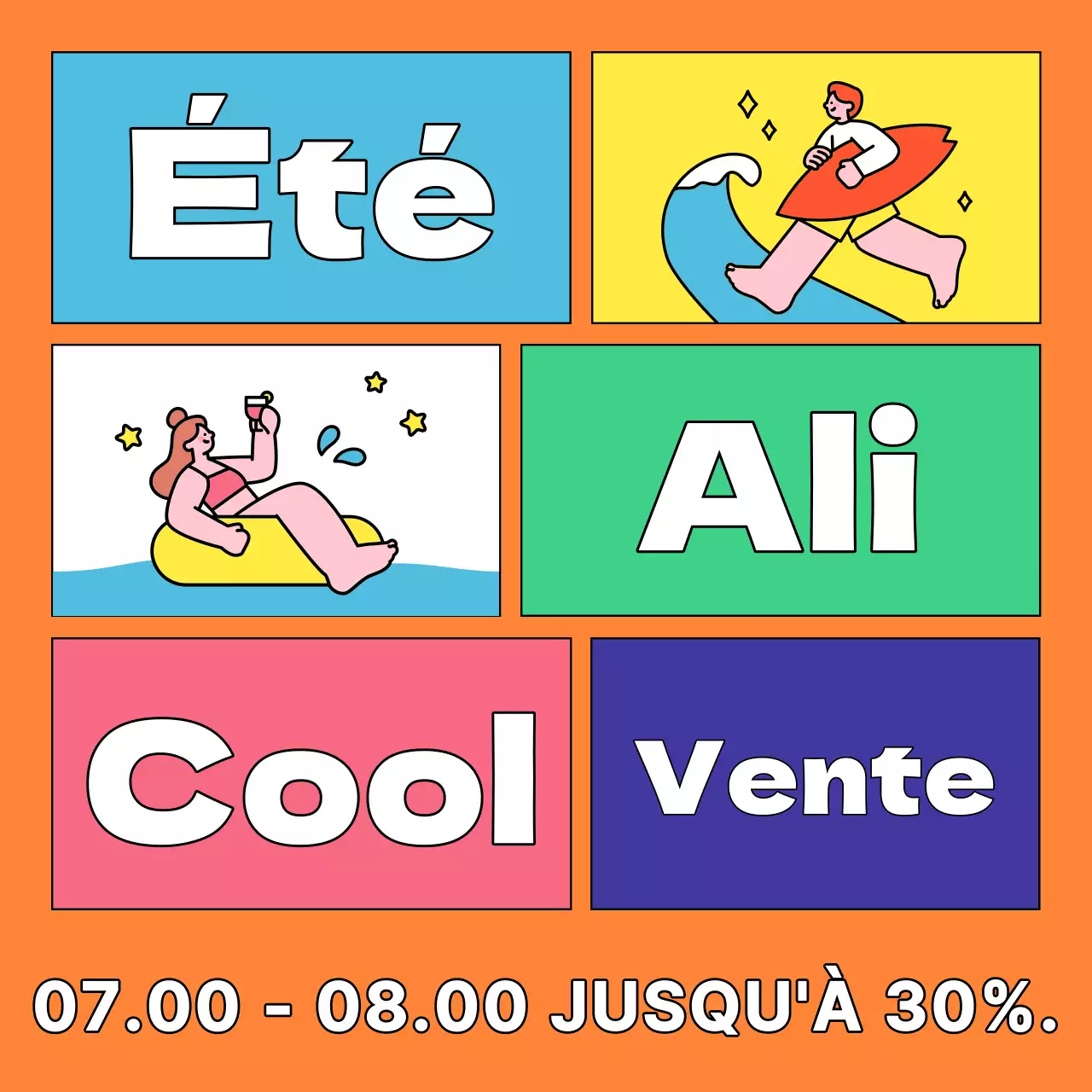 Annonce de vente de style rétro en jaune et orange