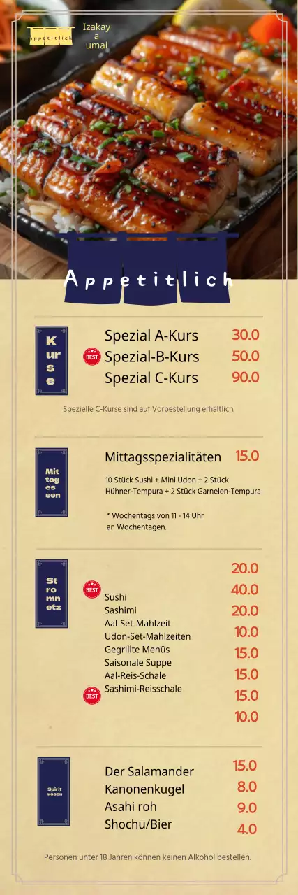 Izakaya highball menu board banner mit holz hintergrund