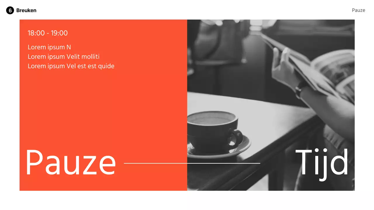 Modern speakerdeck in oranje en zwart-wit